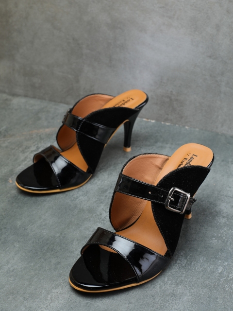 

LONDON STEPS Black Embellished Block Pumps with Buckles