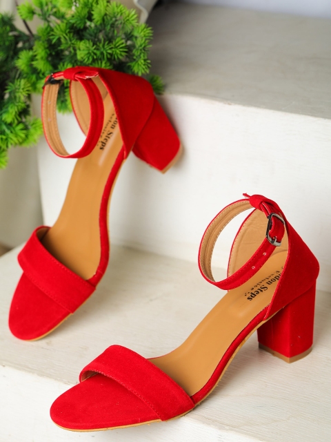 

LONDON STEPS Red Block Peep Toes