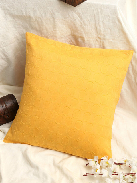 

EK BY EKTA KAPOOR Yellow Pure Cotton Square Cushion Covers