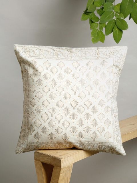 

EK Off White Ethnic Motifs Single Square Cushion Covers