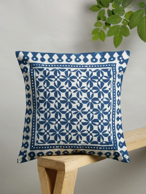 

EK Blue & White Ethnic Motifs Square Cushion Covers