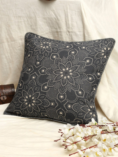 

EK BY EKTA KAPOOR Grey & Beige Ethnic Motifs Square Cushion Covers