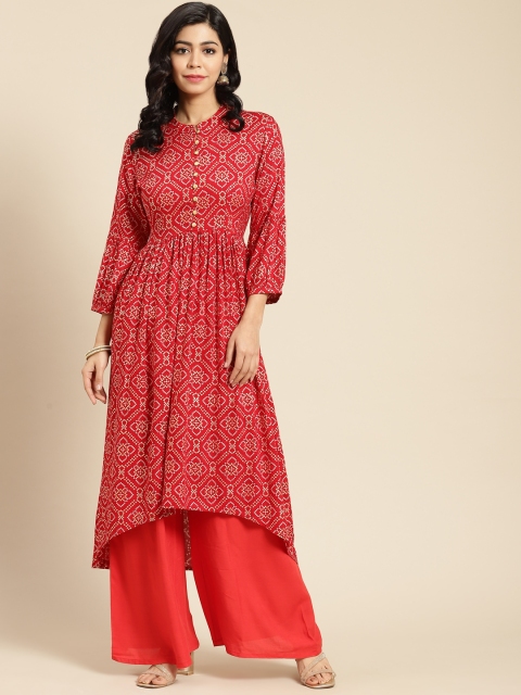 

Prakhya Women Red Bandhani Printed Kurta