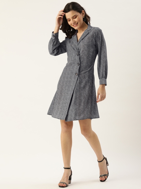 

MELOSO Black & White Checked Blazer Dress