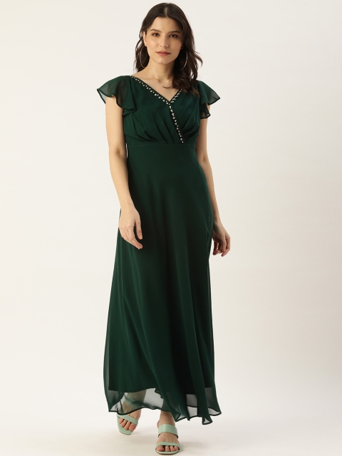 

MELOSO Green Georgette A-Line Maxi Dress