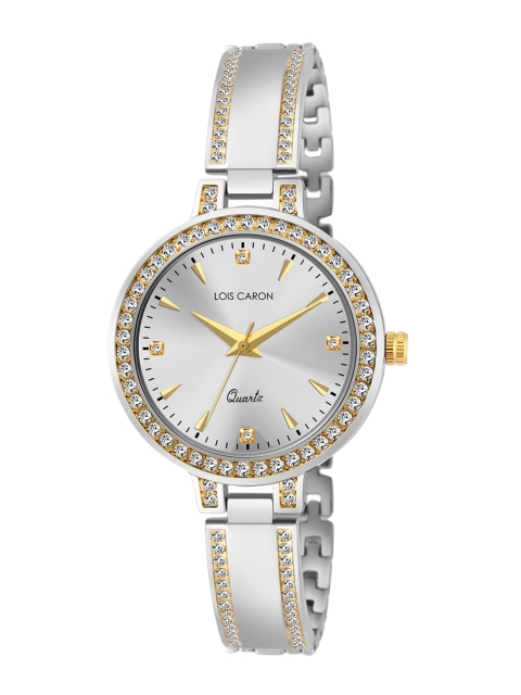

LOIS CARON Women Silver-Toned Embellished Bracelet Style Straps Analogue Watch MLC-8634