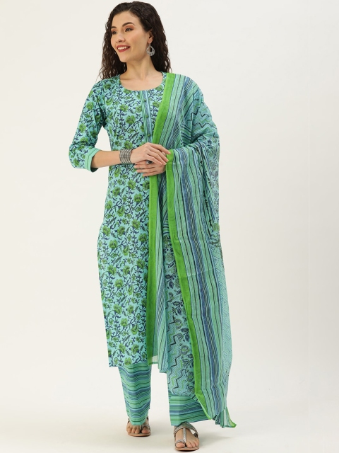 

Somras Women Sea Green Ethnic Motifs Printed Kurta with Palazzo & Dupatta