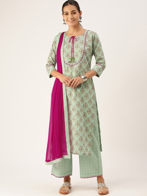 

Somras Women Sea Green Ethnic Motifs Printed Kurta with Palazzos & With Dupatta
