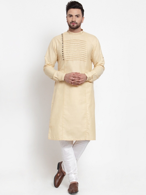 

TREEMODA Men Beige Linen Kurta with Churidar
