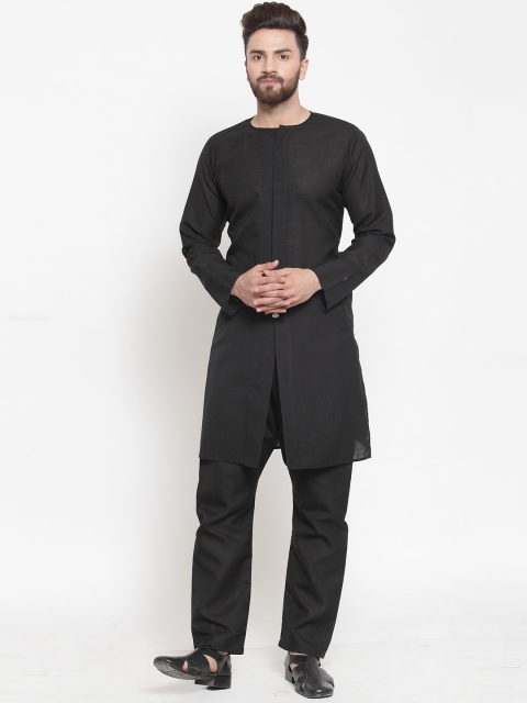 

TREEMODA Men Black Linen Kurta with Pyjamas