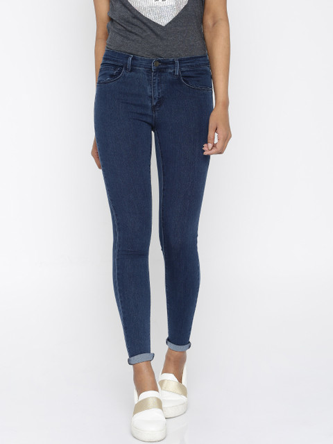 

ONLY Women Blue Skinny Fit Mid Rise Clean Look Jeans