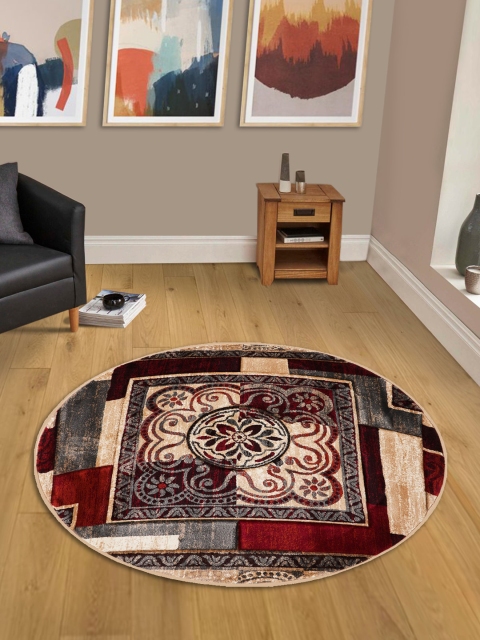 

OBSESSIONS Beige & Maroon Traditional Carpet