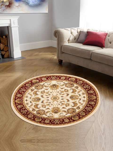 

OBSESSIONS Beige & Red Ethnic Motifs Self-Design Carpet