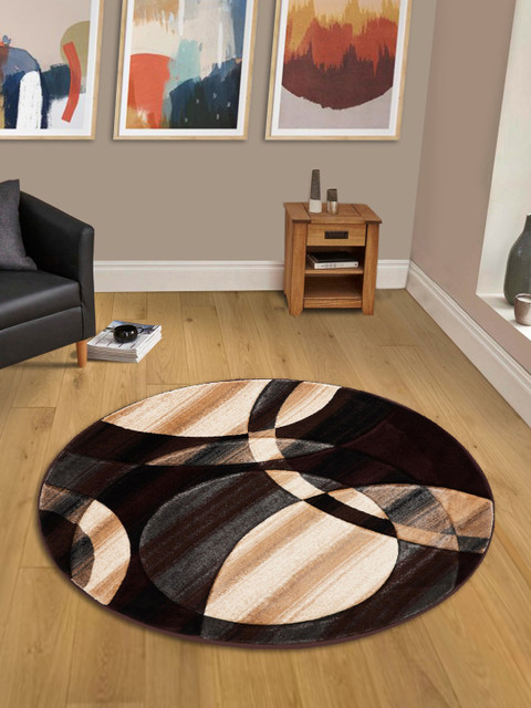 

OBSESSIONS Black & Brown Abstract Centerpiece Carpet