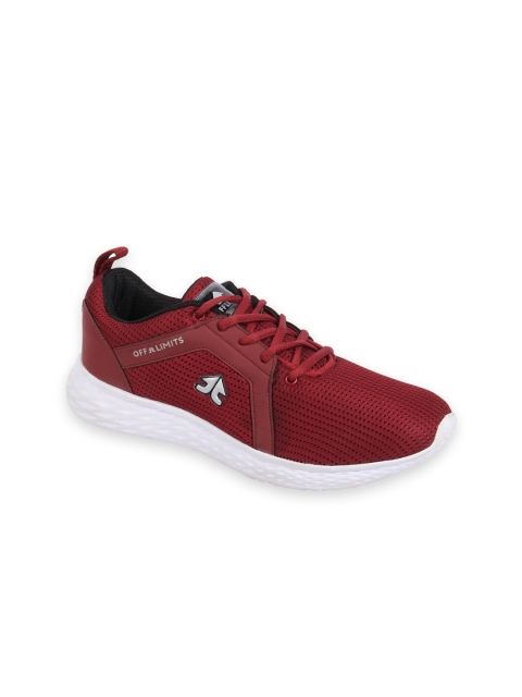

OFF LIMITS Men Maroon & White Mesh Non-Marking Lace-Up Running Shoes