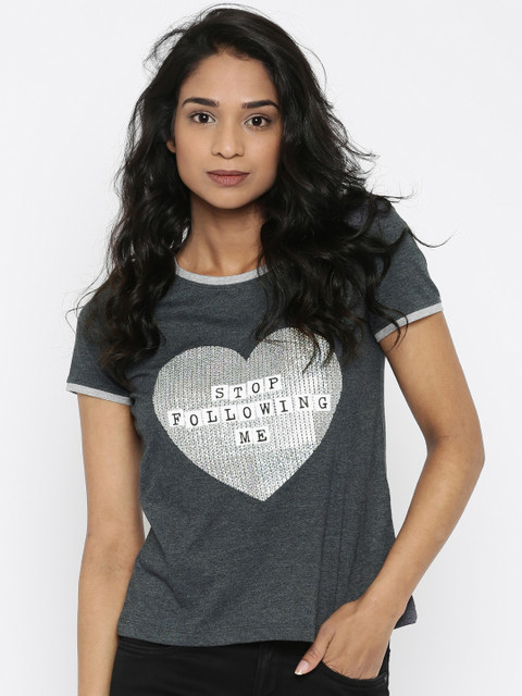 

ONLY Women Grey Printed Top