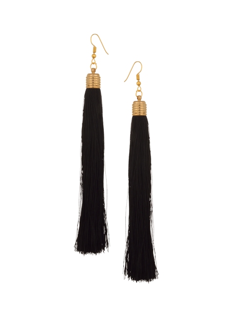 

Arendelle Gold-Plated & Black Contemporary Drop Earrings