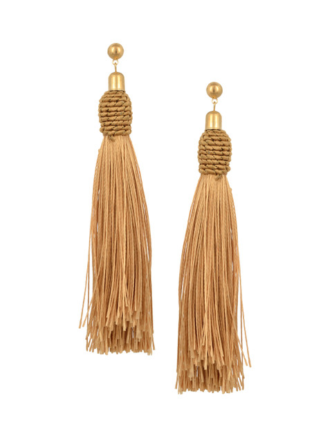 

Arendelle Gold-Toned Contemporary Tassel Drop Earrings