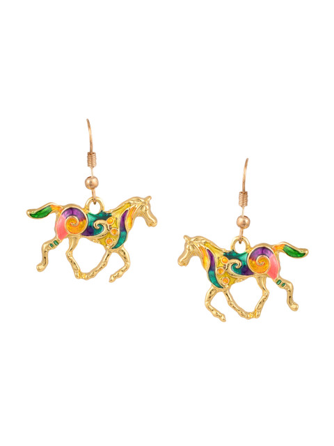 

Arendelle Gold-Toned Contemporary Unicorn Drop Earrings