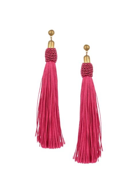 

Arendelle Pink Contemporary Tassel Drop Earrings