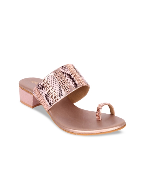 

Sanhose Rose Gold Textured Ethnic Block Heels