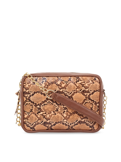 

LEGAL BRIBE Tan Animal Textured PU Structured Sling Bag