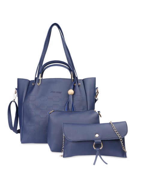 

LEGAL BRIBE Blue PU Structured Shoulder Bag with Tasselled