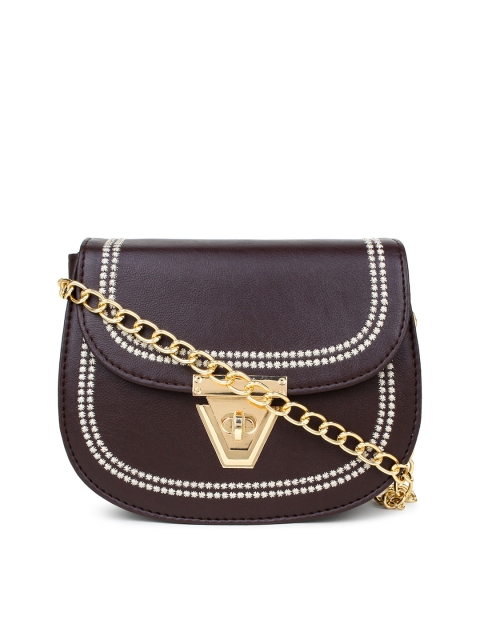 

LEGAL BRIBE Brown Colourblocked PU Structured Sling Bag