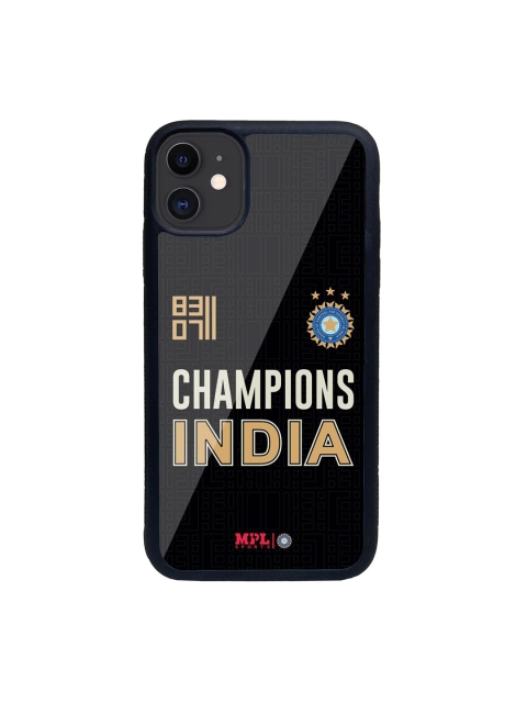 

macmerise Black Champions Of India Printed iPhone 11 Glass Back Case