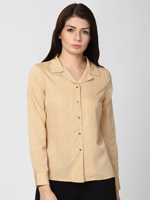 

Van Heusen Woman Women Yellow Striped Casual Shirt