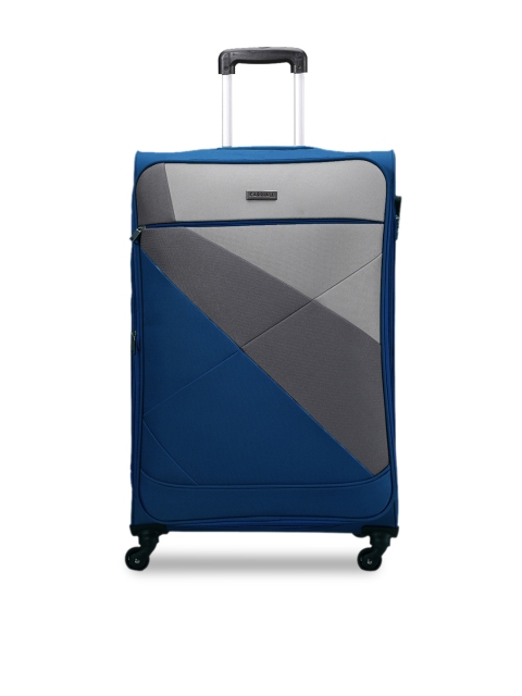 

CARRIALL Navy Blue Solid Soft-Sided Medium Trolley Suitcase