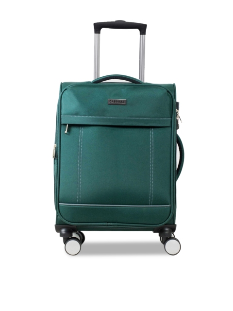 

CARRIALL Green Solid Soft-Sided Cabin Trolley Suitcase