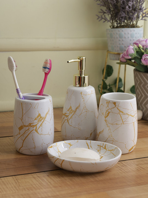 

House Of Accessories Set Of 4 White Bathroom Accessories