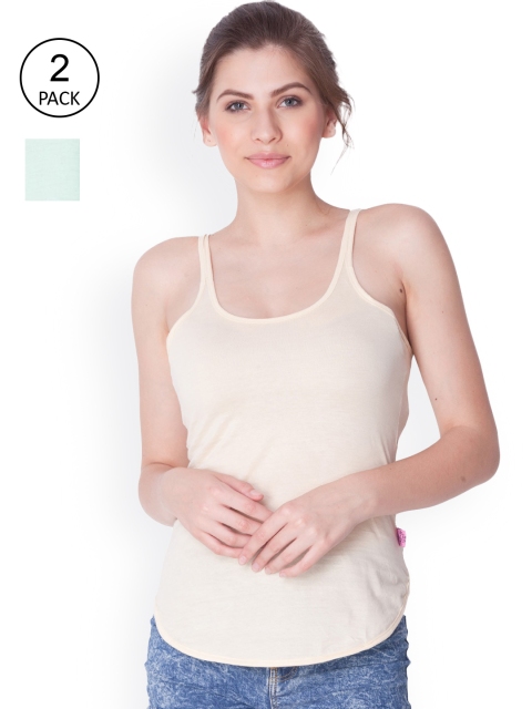 

Dollar Missy Women Pack Of 2 Solid Cotton Camisole, Orange