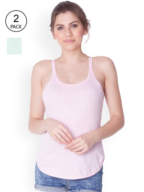 

Dollar Missy Women Pack Of 2 Solid Cotton Camisole, Pink