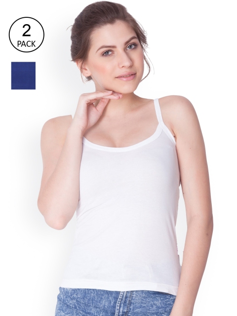 

Dollar Missy Women Pack Of 2 Solid Cotton Camisole, White