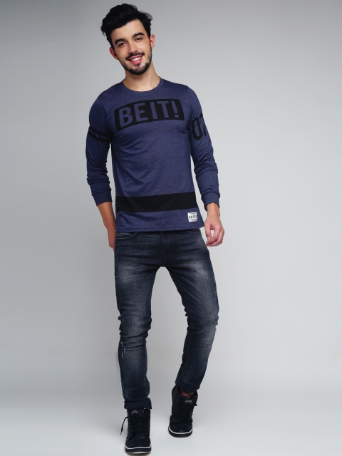 

Difference of Opinion Men Blue Printed Round Neck T-shirt
