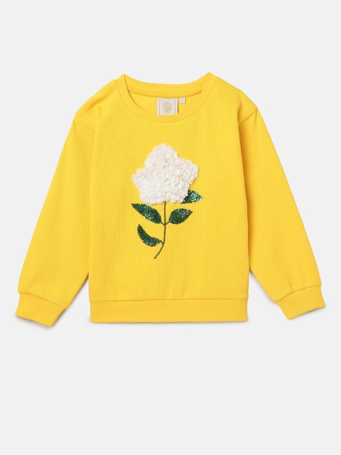 

BYB PREMIUM Girls Yellow Embellished Sweatshirt