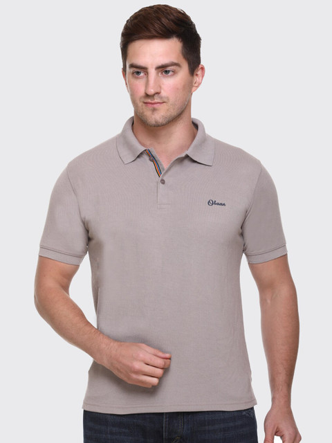 

Obaan Men Grey Polo Collar T-shirt