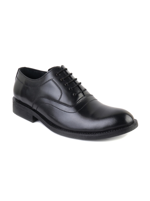 

XHUGOY Men Black Solid Leather Formal Oxfords