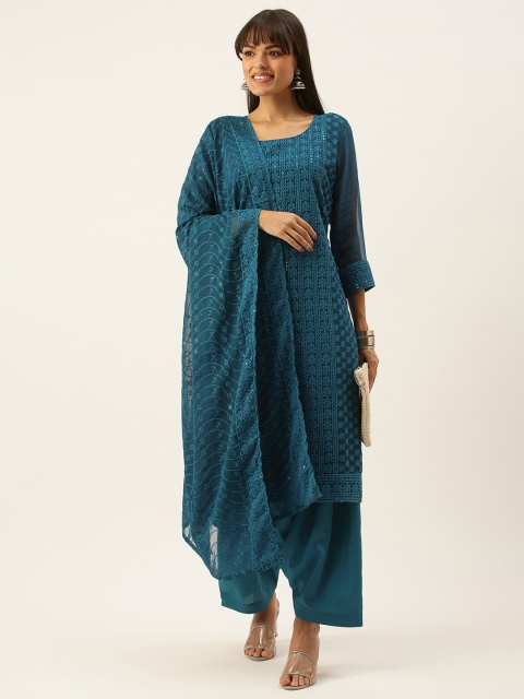

SWAGG INDIA Blue Ethnic Motif Embroidered Unstitched Dress Material