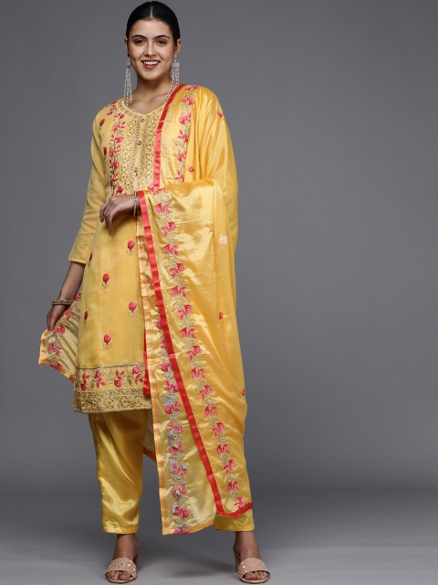 

Mitera Yellow Embroidered Unstitched Dress Material