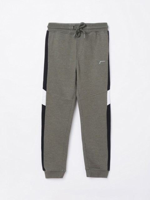 

Fame Forever by Lifestyle Boys Olive Green Side Striped Regular Fit Cotton Track Pants