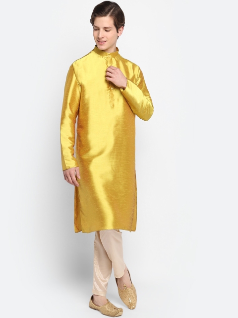 

DEVOILER Men Mustard Yellow Kurta