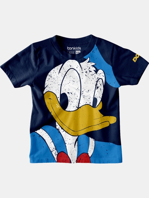 

BONKIDS Boys Navy Blue Donald Duck Printed Cotton T-shirt