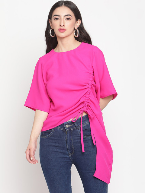 

Twenty3 Magenta Gather Crepe Top