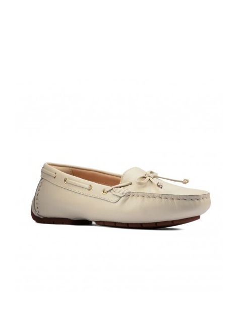 

Clarks Women White Leather Boat Shoes