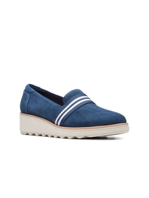 

Clarks Women Blue Striped Suede Flat Boots