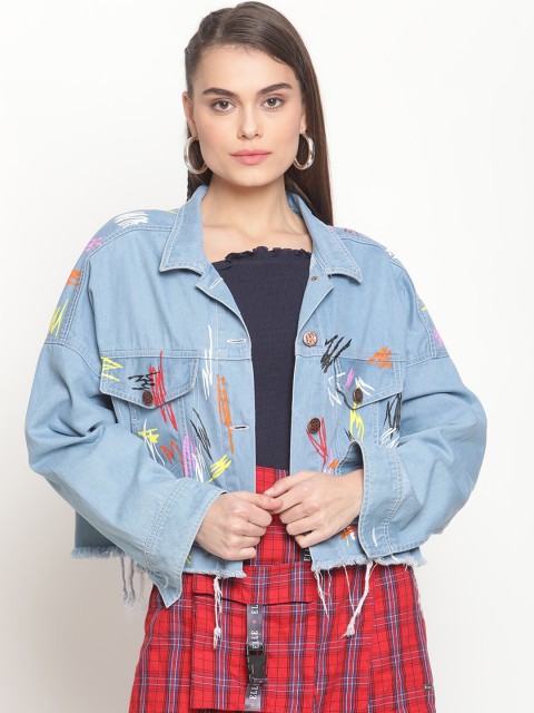 

Twenty3 Women Blue Crop Denim Jacket