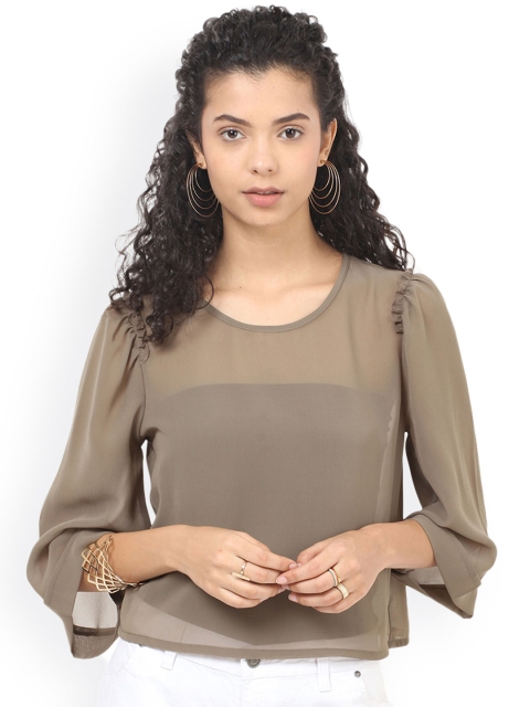 

Besiva Women Grey Solid Crop Top